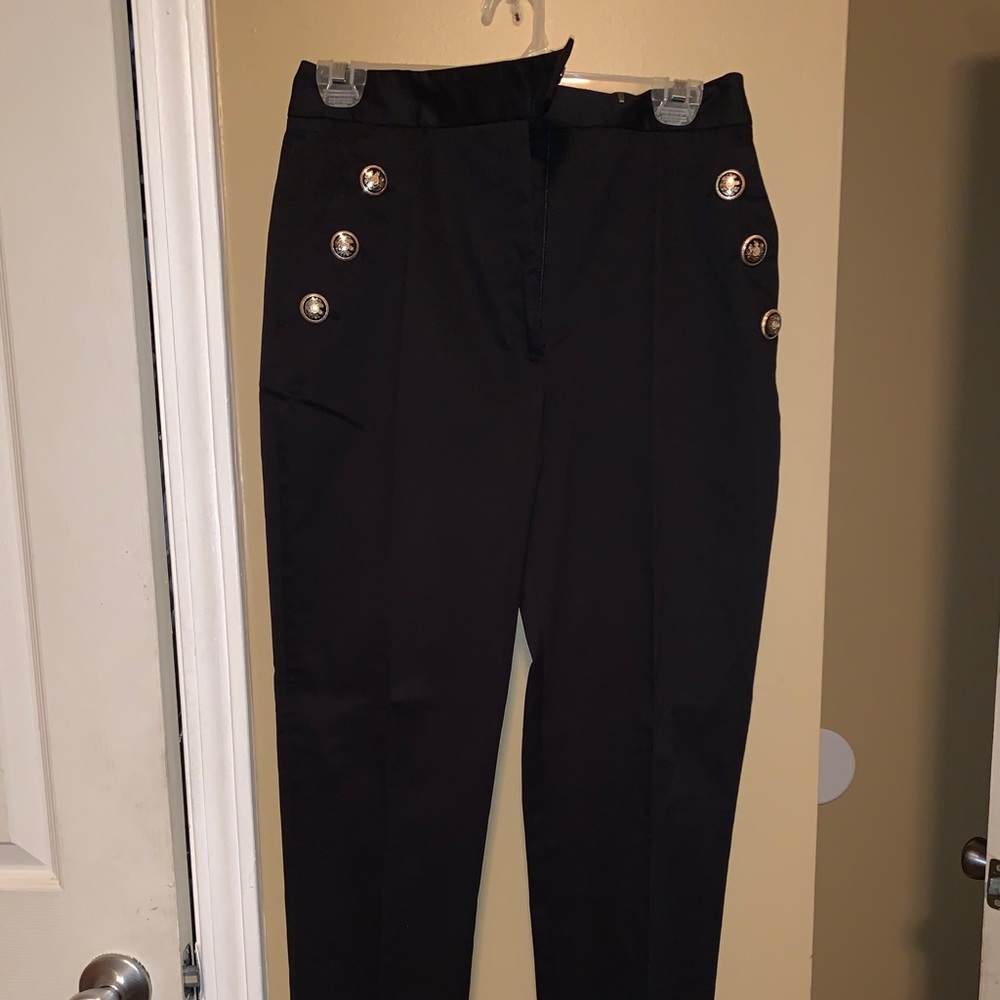 Black high waist gold button sailor pants